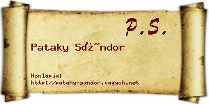 Pataky Sándor névjegykártya